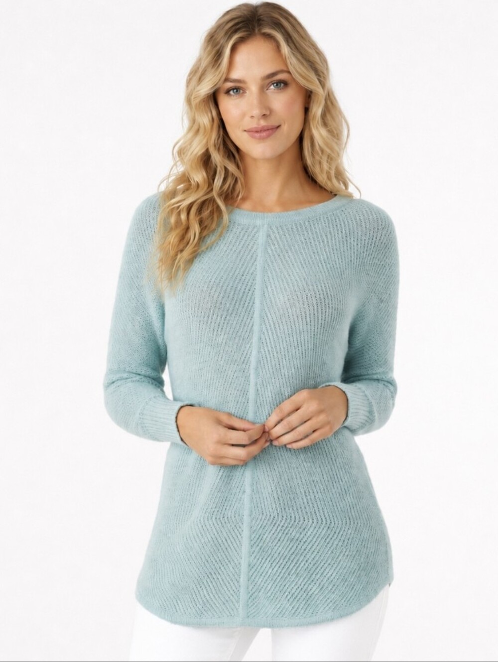 Pure Collection 100% Cashmere Sweater Gassato Ribbed Knit Women's Sz 14/16 NEW